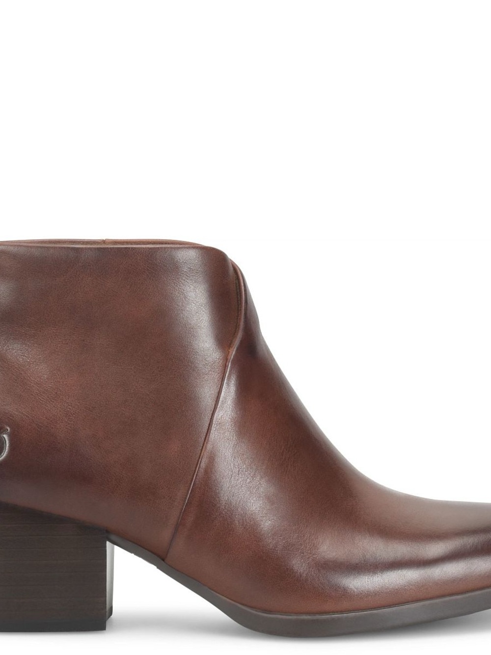 Born KALIE Brown Leather Ankle Booties with Block Heel - Picture 3 of 5